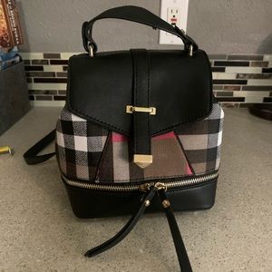 Plaid backpack purse
